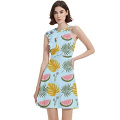 Cocktail Party Halter Sleeveless Dress With Pockets 