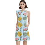 Summer Pattern Texture Vibes Cocktail Party Halter Sleeveless Dress With Pockets