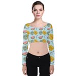 Summer Pattern Texture Vibes Velvet Long Sleeve Crop Top