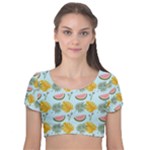 Summer Pattern Texture Vibes Velvet Short Sleeve Crop Top 