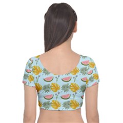Velvet Short Sleeve Crop Top  