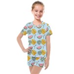 Summer Pattern Texture Vibes Kids  Mesh T-Shirt and Shorts Set