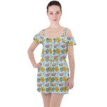 Summer Pattern Texture Vibes Ruffle Cut Out Chiffon Playsuit