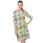 Summer Pattern Texture Vibes Long Sleeve Mini Shirt Dress