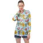 Summer Pattern Texture Vibes Long Sleeve Satin Shirt