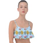 Summer Pattern Texture Vibes Frill Bikini Top