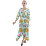 Summer Pattern Texture Vibes Quarter Sleeve Wrap Front Maxi Dress