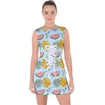 Summer Pattern Texture Vibes Lace Up Front Bodycon Dress