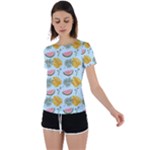 Summer Pattern Texture Vibes Back Circle Cutout Sports T-Shirt