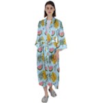 Summer Pattern Texture Vibes Maxi Satin Kimono