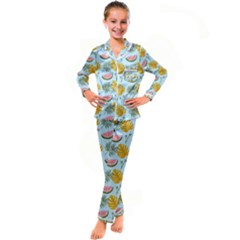 Kids  Satin Long Sleeve Pajamas Set 