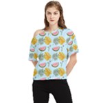 Summer Pattern Texture Vibes One Shoulder Cut Out T-Shirt