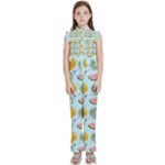 Summer Pattern Texture Vibes Kids  Sleeveless Ruffle Edge Band Collar Chiffon One Piece