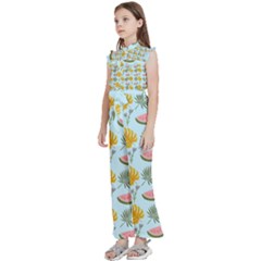 Kids  Sleeveless Ruffle Edge Band Collar Chiffon One Piece 