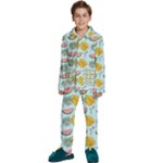 Summer Pattern Texture Vibes Kids  Long Sleeve Velvet Pajamas Set