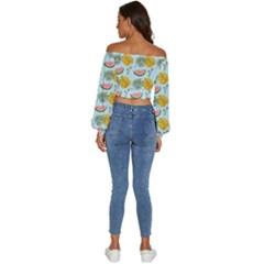 Long Sleeve Crinkled Weave Crop Top 