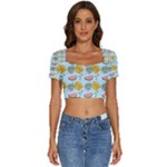 Summer Pattern Texture Vibes Short Sleeve Square Neckline Crop Top 