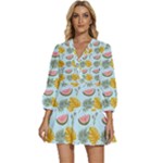 Summer Pattern Texture Vibes V-Neck Placket Mini Dress