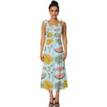 Summer Pattern Texture Vibes Tie-Strap Tiered Midi Chiffon Dress