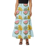 Summer Pattern Texture Vibes Tiered Ruffle Maxi Skirt