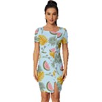 Summer Pattern Texture Vibes Fitted Knot Split End Bodycon Dress