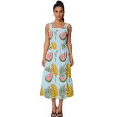 Square Neckline Tiered Midi Dress 