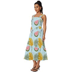 Square Neckline Tiered Midi Dress 