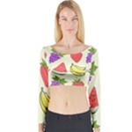 Fruits Pattern Background Food Long Sleeve Crop Top