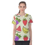 Fruits Pattern Background Food Women s Cotton T-Shirt