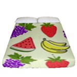 Fruits Pattern Background Food Fitted Sheet (Queen Size)