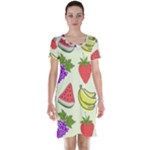 Fruits Pattern Background Food Short Sleeve Nightdress