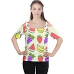 Fruits Pattern Background Food Cutout Shoulder T-Shirt