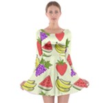 Fruits Pattern Background Food Long Sleeve Skater Dress