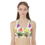 Fruits Pattern Background Food Sports Bra with Border
