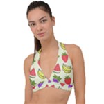 Fruits Pattern Background Food Halter Plunge Bikini Top