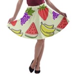 Fruits Pattern Background Food A-line Skater Skirt