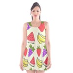 Fruits Pattern Background Food Scoop Neck Skater Dress
