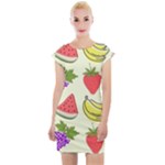Fruits Pattern Background Food Cap Sleeve Bodycon Dress