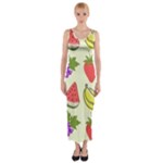 Fruits Pattern Background Food Fitted Maxi Dress