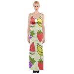 Fruits Pattern Background Food Thigh Split Maxi Dress