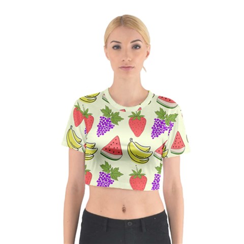 Fruits Pattern Background Food Cotton Crop Top from ArtsNow.com