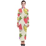 Fruits Pattern Background Food Turtleneck Maxi Dress
