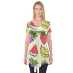 Fruits Pattern Background Food Short Sleeve Tunic 