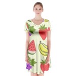 Fruits Pattern Background Food Short Sleeve V-neck Flare Dress