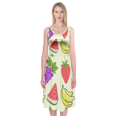 Fruits Pattern Background Food Midi Sleeveless Dress from ArtsNow.com