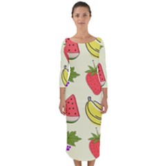 Quarter Sleeve Midi Bodycon Dress 