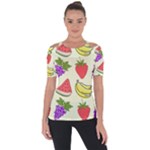 Fruits Pattern Background Food Shoulder Cut Out Short Sleeve Top
