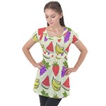 Fruits Pattern Background Food Puff Sleeve Tunic Top