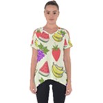 Fruits Pattern Background Food Cut Out Side Drop T-Shirt