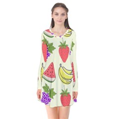 Long Sleeve V-neck Flare Dress 